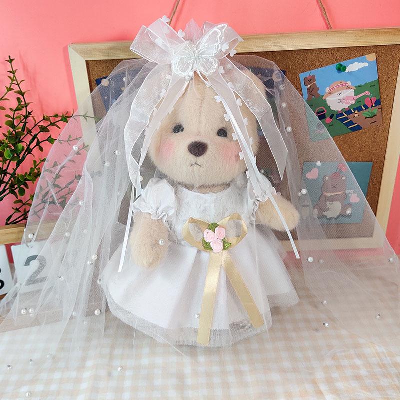 Medium Bear Outfit - Blue Pink Striped Carrot Overalls Set