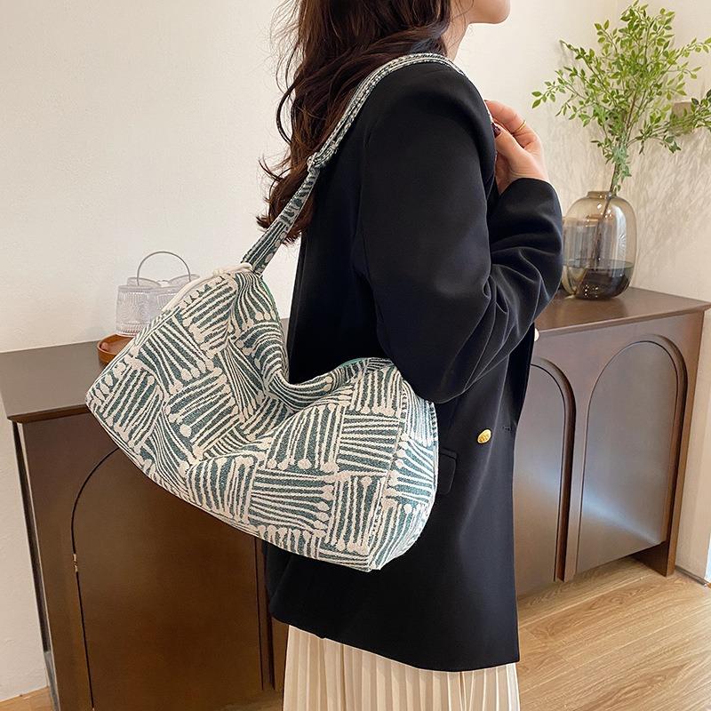 Fashion striped tote bag women's new large-capacity underarm bag student versatile shoulder messenger bag