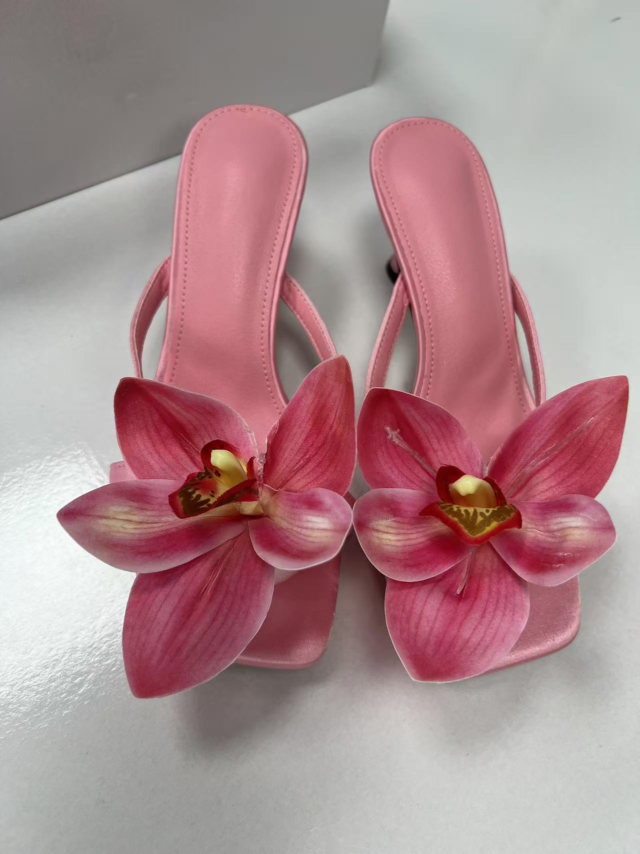 Flip Flops High Heel Sandals New Style Phalaenopsis Flower Sandals Matching Shoe Flower Sandals 35
