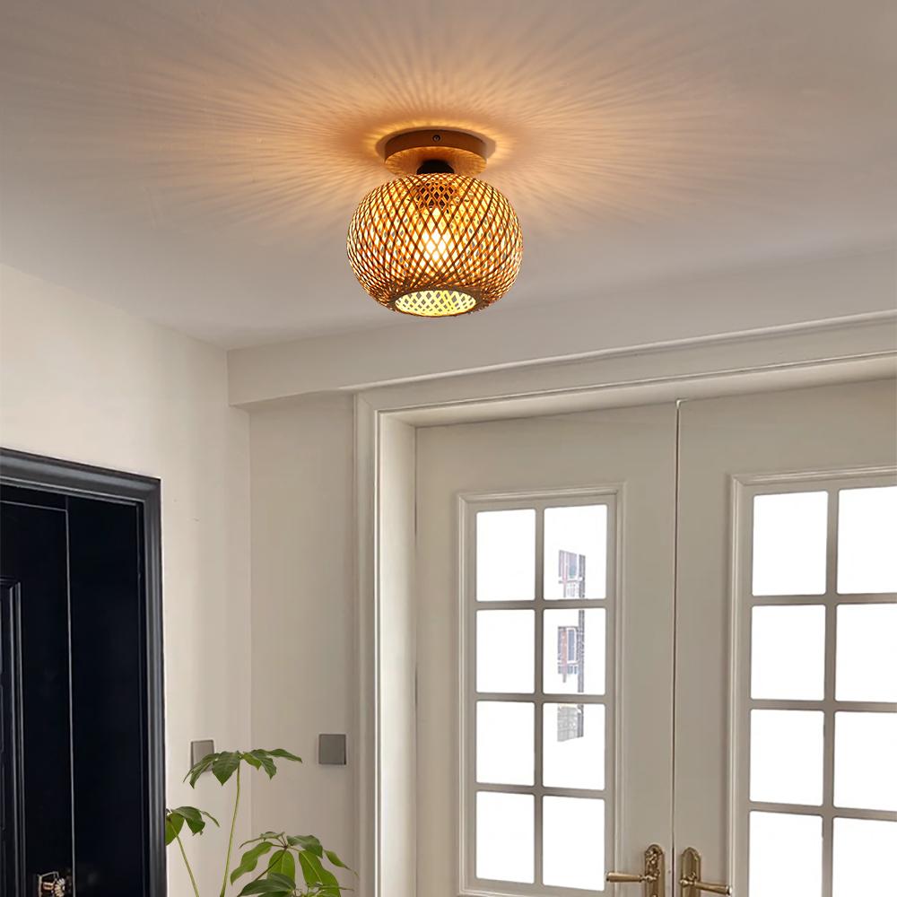 Bamboo Ceiling Lamp Rattan Wicker Handmade Restaurant Living Room Dining Room Coffee Shop Indoor Lighting Creative Ceiling Lamp