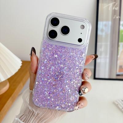 Fundas de Teléfono de Lujo con Purpurina y Lentejuelas para iPhone 17 Air 16 15 14 13 12 11 Pro Max Plus Funda Suave de Silicona Brillante con Pegamento de Goteo