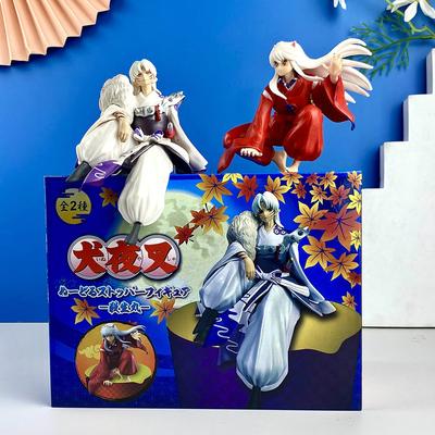 Inuyasha Sesshoumaru Siedząca Naciskająca Figurka Model Zestaw z Podstawką Ozdoba na Biurko Dekoracja Modna Zabawka na Hurtowy Prezent