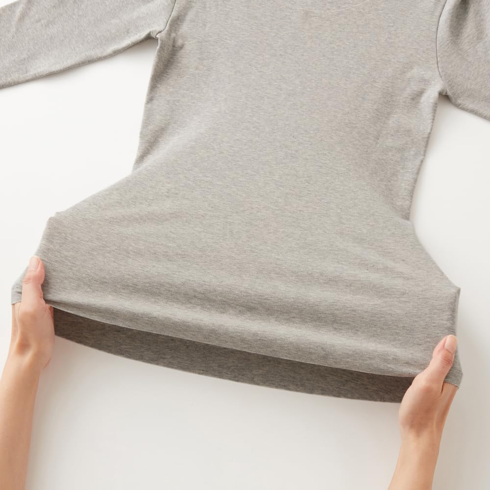 Gunze HOTMAGIC MH7846P Long Sleeve Cotton Fleece Gray Motif Women's Innerwear, Blend, Lining, Moisture-Wicking, Heat-Generating,