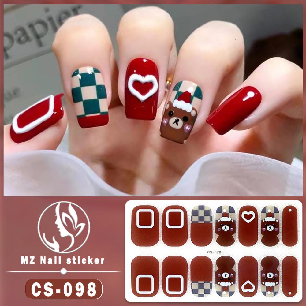 New type of bake-free gel nail polish film, full sticker, plaid spring and summer flower nail art film, nail film, waterproof paper patch