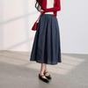 Sancai 2026 Spring High-Waist A-Line Midi Skirt