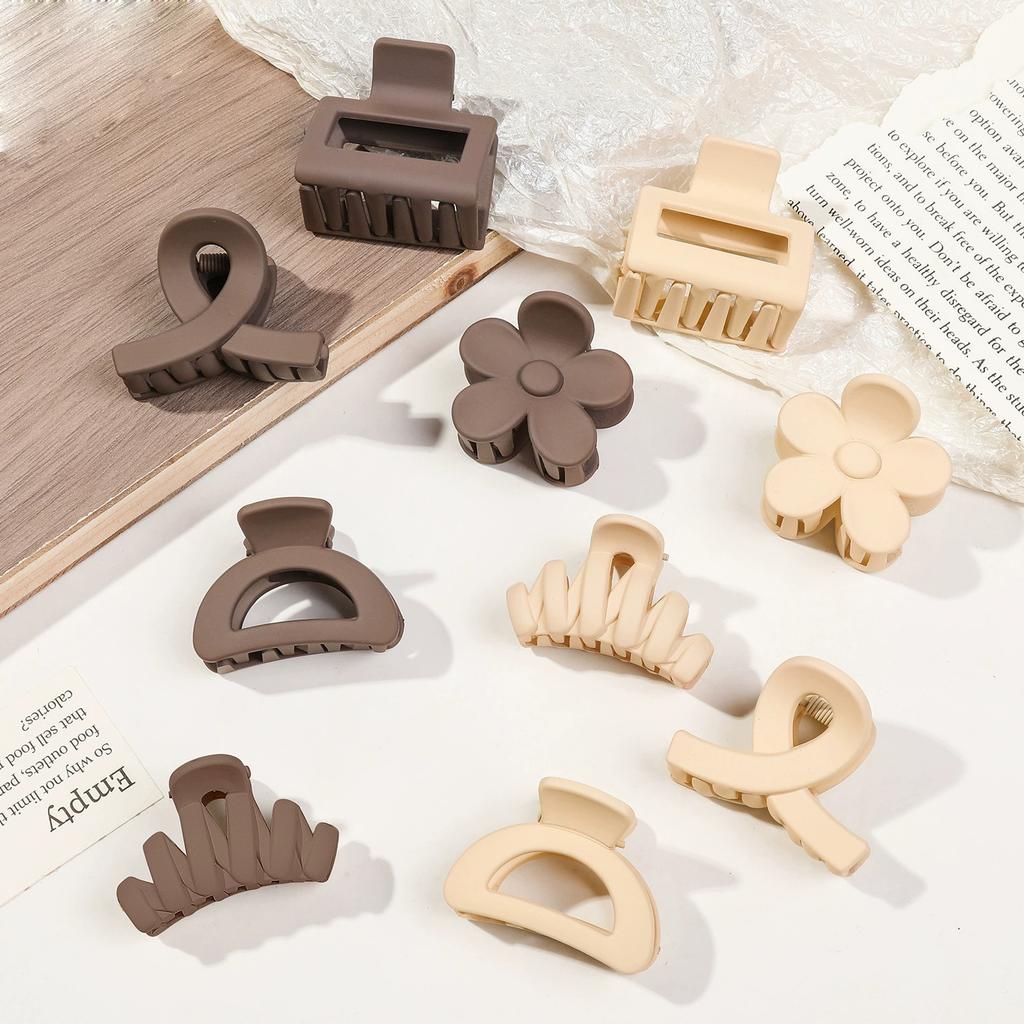 5/10 SZT Małe Klipsy do Włosów w Kształcie Kwiatka dla Kobiet Dziewcząt, Matowe Prostokątne Klipsy Szczękowe, Półokrągłe Spinki do Cienkich Włosów Akcesoria do Włosów