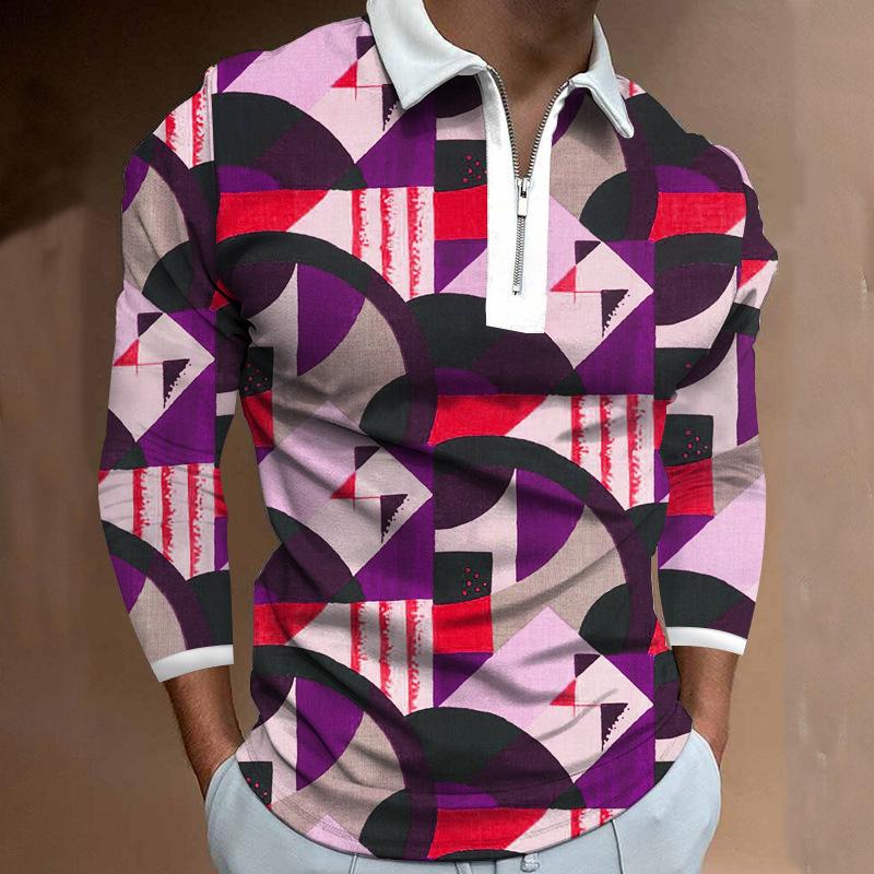 Trendy Men's Long Sleeve Polo Shirt, Stylish Design for Daily Wear