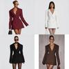 Elegant Deep V Neck Long Sleeve Dress With Highdensity Milk Silk For Business And Office Wear