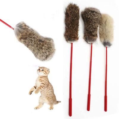 Cat Teaser Stick Plyšové umělé králičí chlupy Interaktivní hračky pro zvířata Zábavné potřeby pro kočky Hračky pro domácí mazlíčky