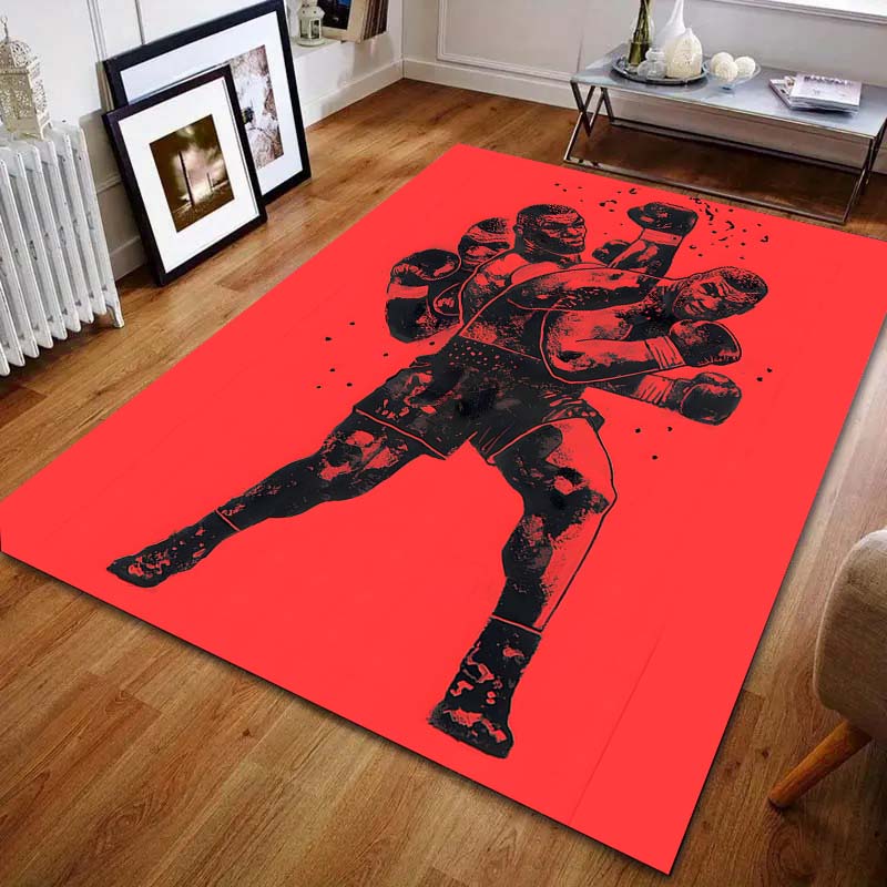 Boxing Champion On Red Background Print Carpet for Bedroom Living Room Bedside Sofa Floor Mat Modern Home Decor Area Rug