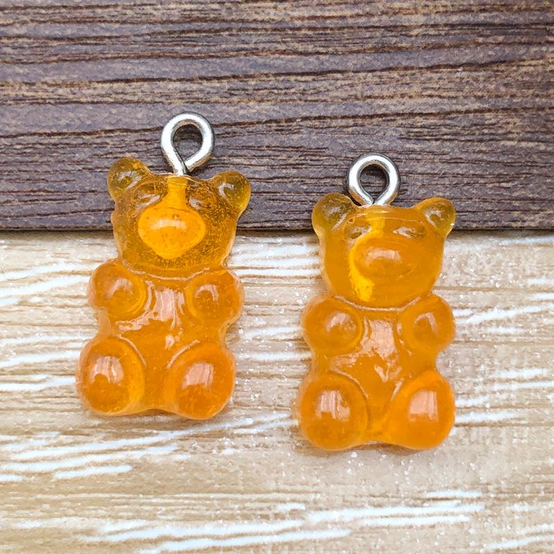 Cute Colorful Cartoon Bear Pendant Charm - Resin DIY Jewelry Accessory