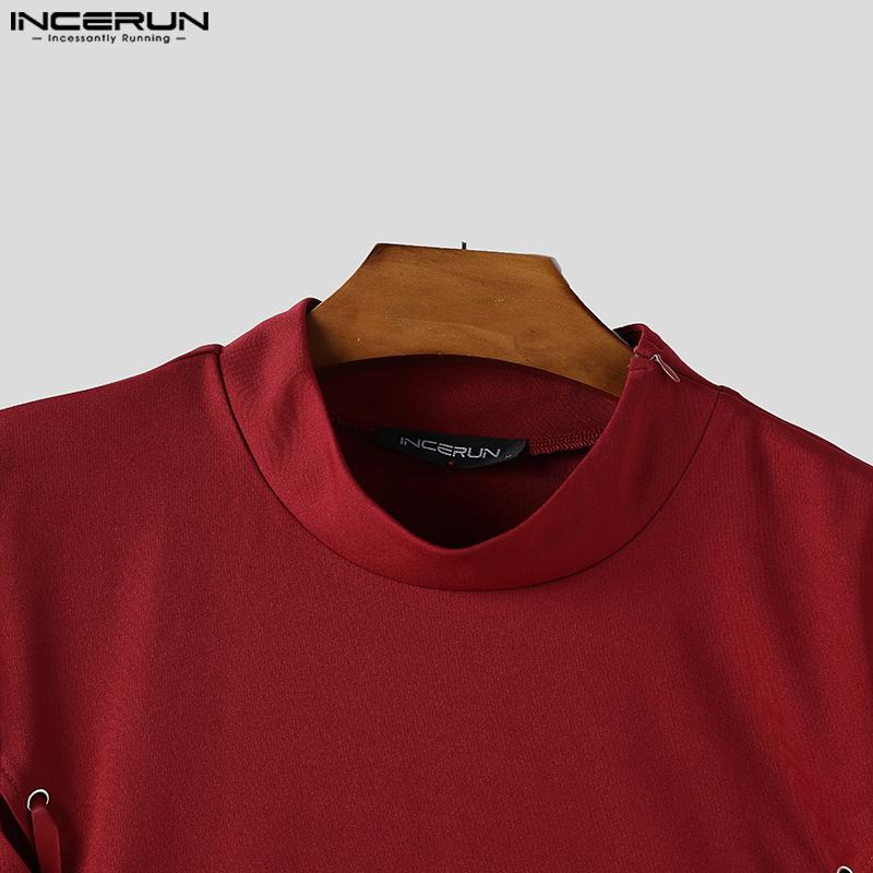 INCERUN Summer Men Sleeveless Bandage Lace-up Party Short Tank Tops