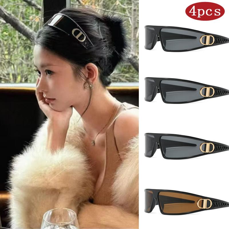 4pcs Luxury Headband Style Sunglasses Trendy Punk Square Personalized Pography Concave Styling Eyeglasses Sport Brand Glasses