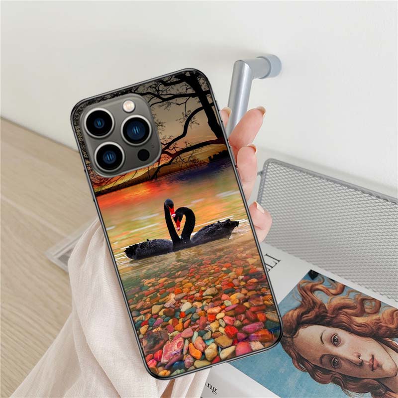 Cygne Noir Phone Case For Iphone 17 Air 16 15 Pro Max 14 Plus 16E Coque 13 Pro 12 Mini 11 Clear Cover Silicone Cute Shell Soft C