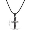 Stainless Steel Double-layer Cross Leather Rope Necklace for Women Men Silver&Black Trendy Jewelry Gift