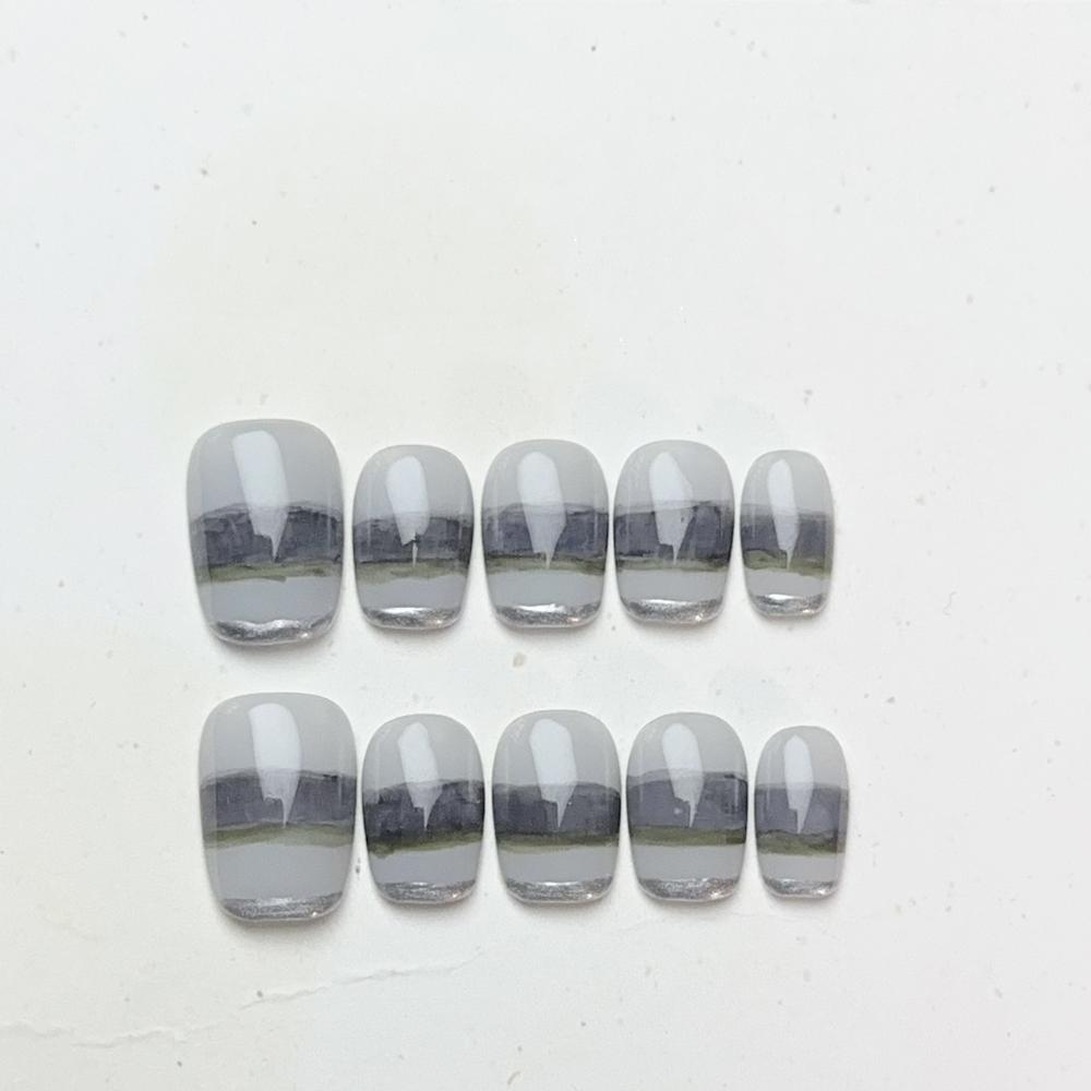 Handmade Cat Eye Short Square Oval Press On Nails With Bowknot Pearl Diamond Flower Star Decor Detachable Full Cover