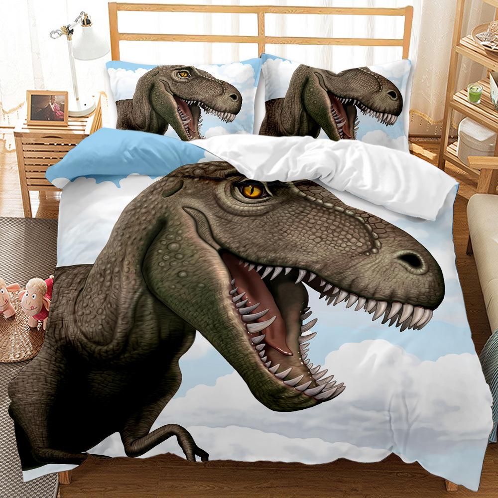 Eden Tyrannosaurus Rex Dinosaur Three-piece 3D Digital Printing Kit Bedding Quilt Sheet
