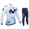 Movistar Autumn Pro Team Cycling Jersey19D Bib Set MTB Uniform Bicycle Clothing Quick Dry Bike Clothes Mens Long Cycling Wear