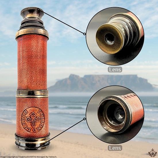 Telescopio de latón DOLLOND London de 1920, 40,64 cm, con estuche de cuero, catalejo náutico marítimo, telescopio pirata con estuche de cuero