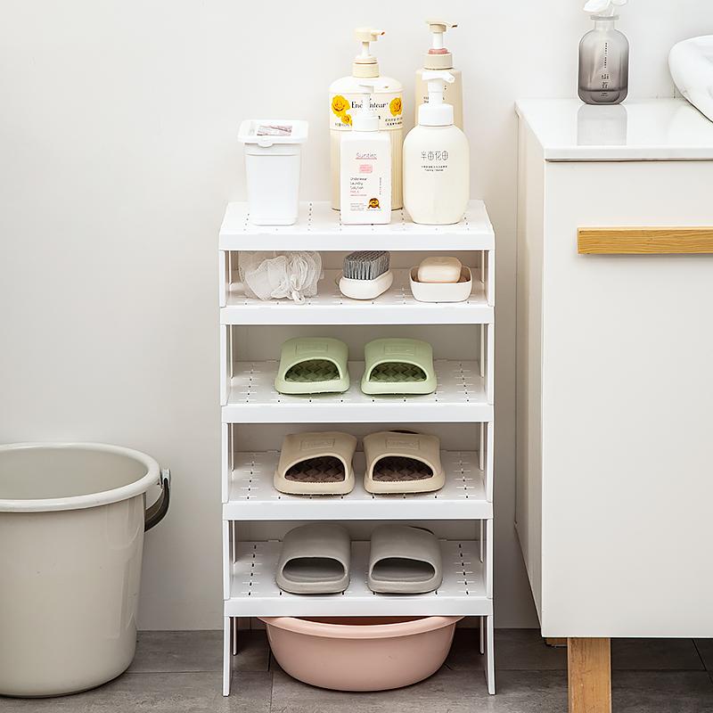 Multi-functional Shoes Storage Rack Stackable Plastic Slippers Drying Rack Space-Saving Bathroom Shelf Shoes Storage Organzation