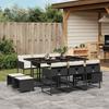Vidaxl 11-Cz. Garden Furniture Set, With Cushions, Black PE Rattan