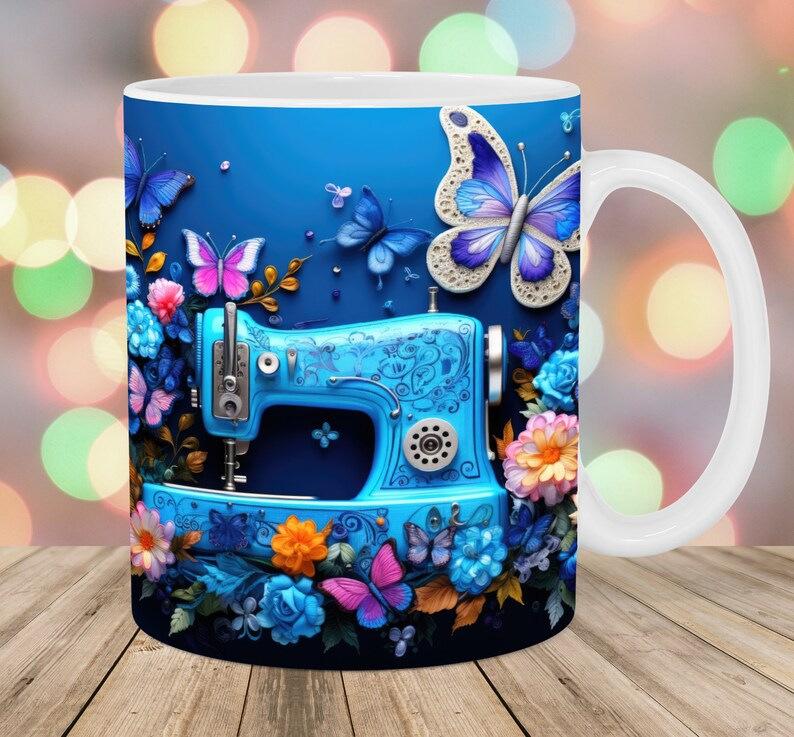 3D Painting Sewing Machine Sewing Machine Ceramic Coffee Mugs Books Water Mugs Books