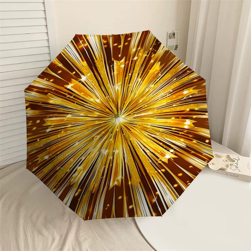 

1PC sparkle gold Umbrella-8-Rib Reinforced, Automatic Open, Lightweight & Durable, Cute Fashion Accessory for Outdoor, Beach or Casual Use, Beach Umbr