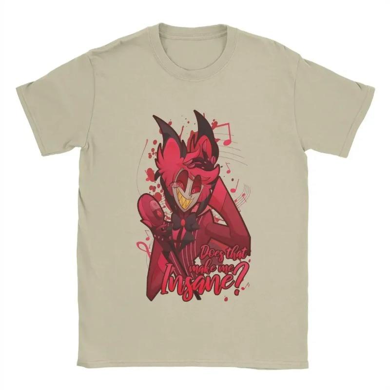 Vtipné bavlněné tričko s kulatým výstřihem a krátkým rukávem, pánské topy, tričko Insane Alastor The Radio Demon pro muže