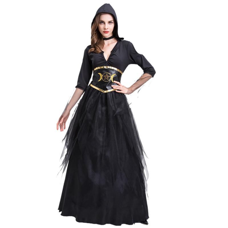 

Женский костюм ведьмы-колдуньи для косплея на Хэллоуин Medium чёрный