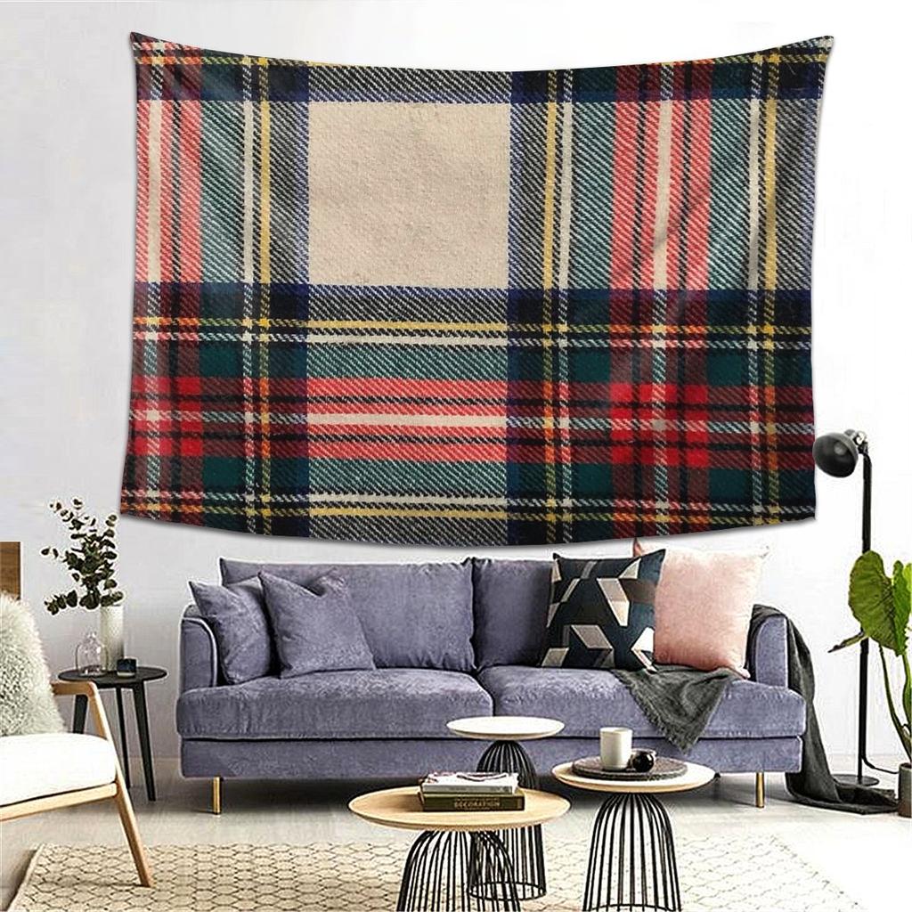 Stewart Dress Tartan Tapestry Decor Art Aesthetic Tapestries for Living Room Bedroom Home Wall Cloth Wall Hanging