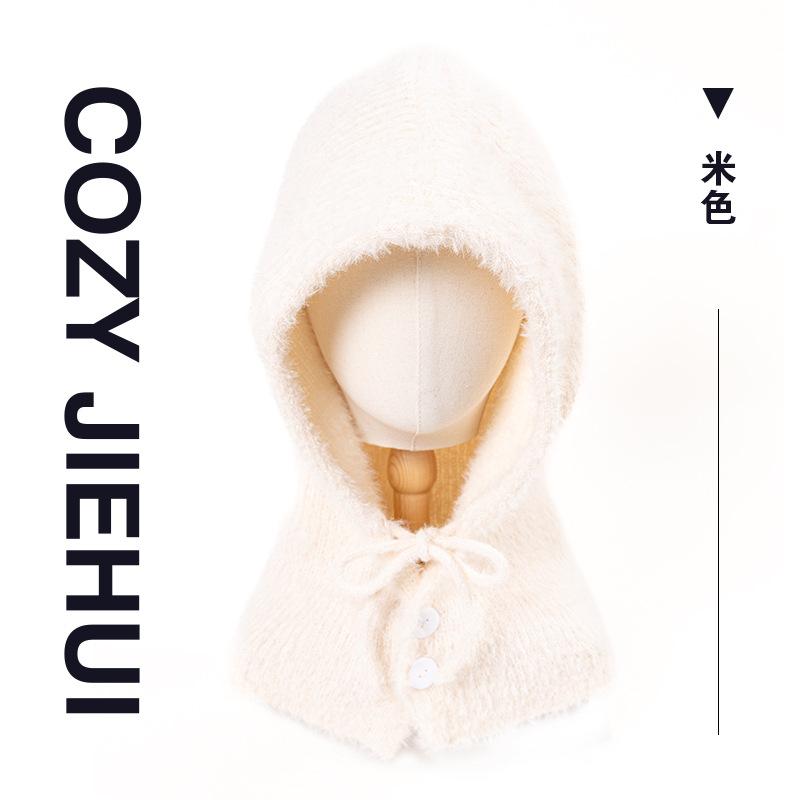 Ins Wind Rafa Hat Men and Women Winter Riding Warm Ear Protection Scarf Hooded Integrated Couple Wool Knitted Hat