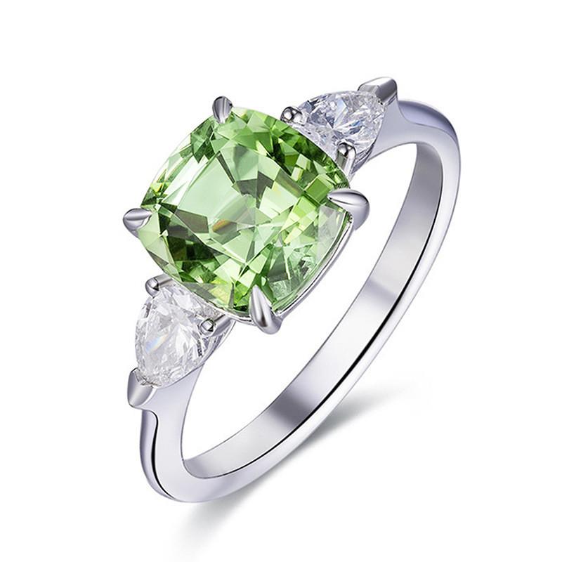 

925 Sterling Silver Green Cubic Zirconia Rings for Women New Wedding Accessories Temperament Female Rings Fashion Jewelry 8