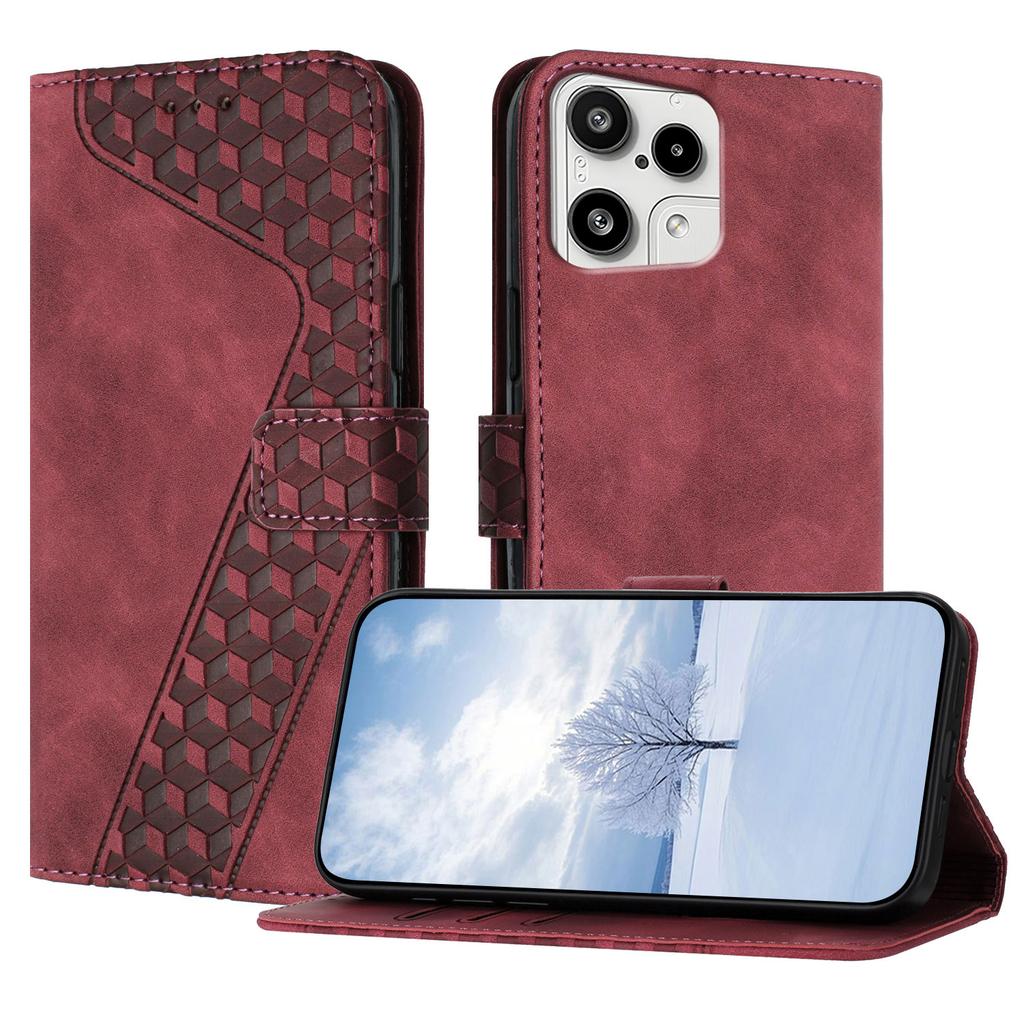 For Nothing Phone (3a) Lite 5G Leather Case 7-Shaped Pattern Wallet Stand Shockproof Phone Cover