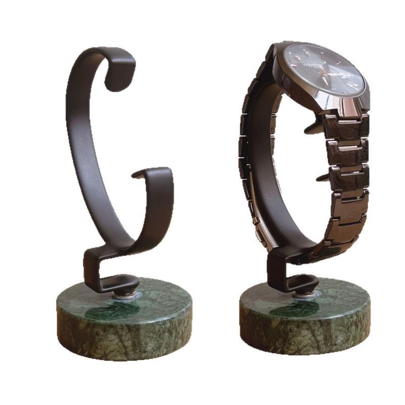 Watch Display Stand Marble Base Metal C Shape Holder Anti Slip Jewelry Wristwatch Rack Watch Collection Storage Show