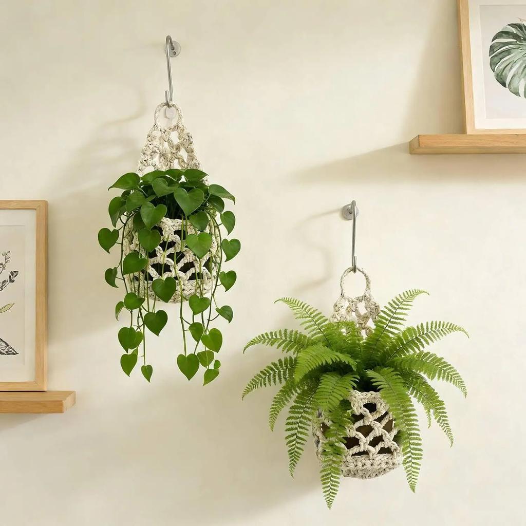 Appendi Piante Macramè Piccolo Boho Intrecciato Cotone Fioriera Sospesa Decorazione Murale Supporto Fioriera Interna per Porta Appartamento Ufficio