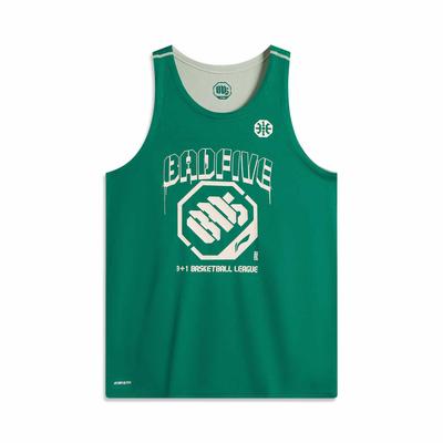 Li Ning Anti-Five Series Quick-Dry Breathable Letter Print Pullover Basketball Jersey Men Jersey Green AAYU185-2
