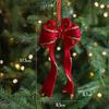 Red Flocking Christmas Bow Wreath Bell Christmas Tree Snowfall Elk Pendant Hanging Ornament Navidad 2025 Noel Home Party Decor
