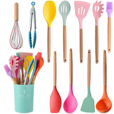 Heat Resistant Silicone Kitchenware Cooking Utensils Set Kitchen Non-Stick Cooking Utensils Baking Tools With Storage Box Tools