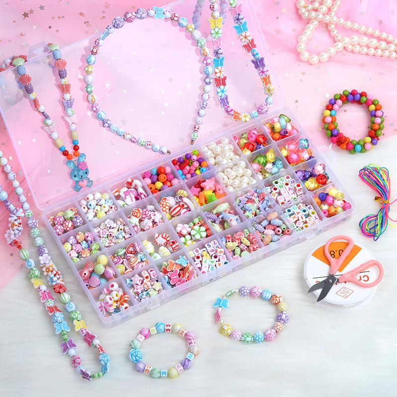 

32-Compartment Beaded Jewelry Kit: DIY Necklace & Bracelet Making for Children