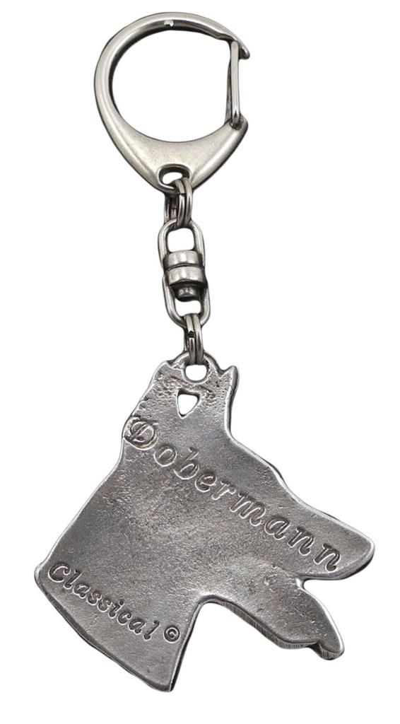 Dobermann, Doberman Pinscher, Dobie - Silver-plated Key Ring with Dog, Handbag Decoration, Backpack Pendant by Art-Dog Brand
