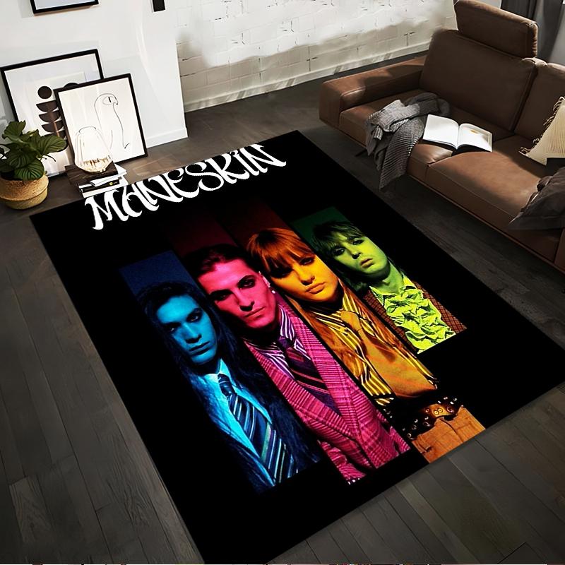 Colorful Portrait Design with Bold Letters Non-slip Rug Suitable for Living Room and Bedroom Sofas