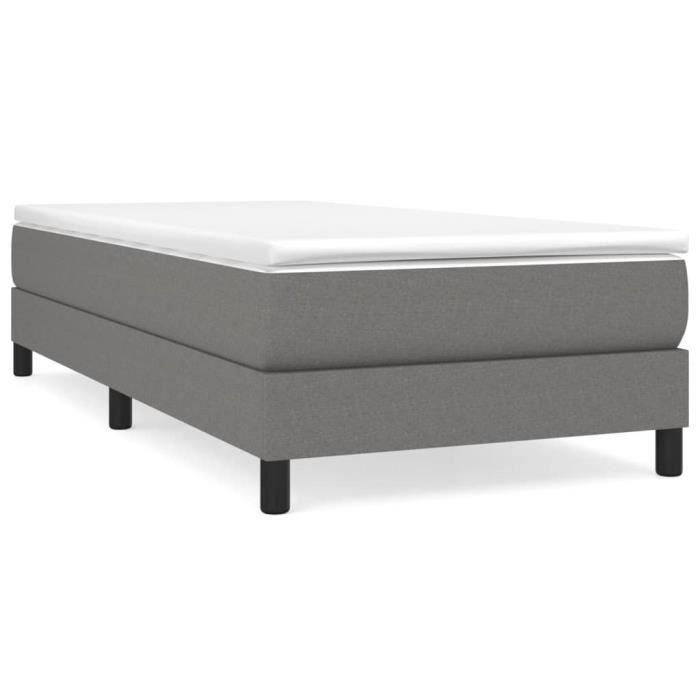 3144030 vidaXL Lit à sommier tapissier avec matelas Gris foncé 80x200 cm Tissu