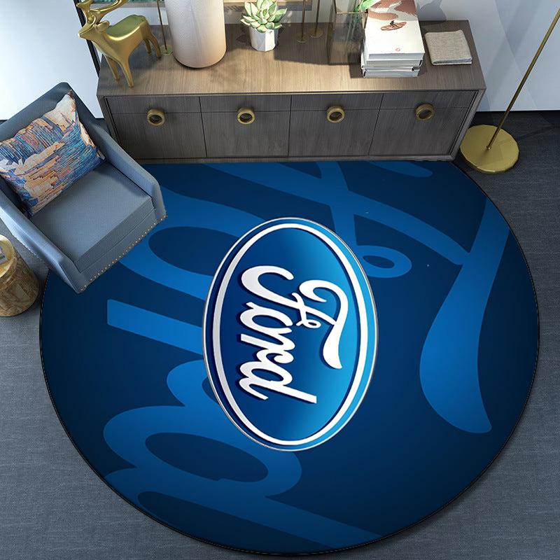 Ford Emblem Design Round Rug for Livingroom,Bedroom, Palyroom, Chair Rug, Area Rug, Circle Carpet, Fan Christmas Gift