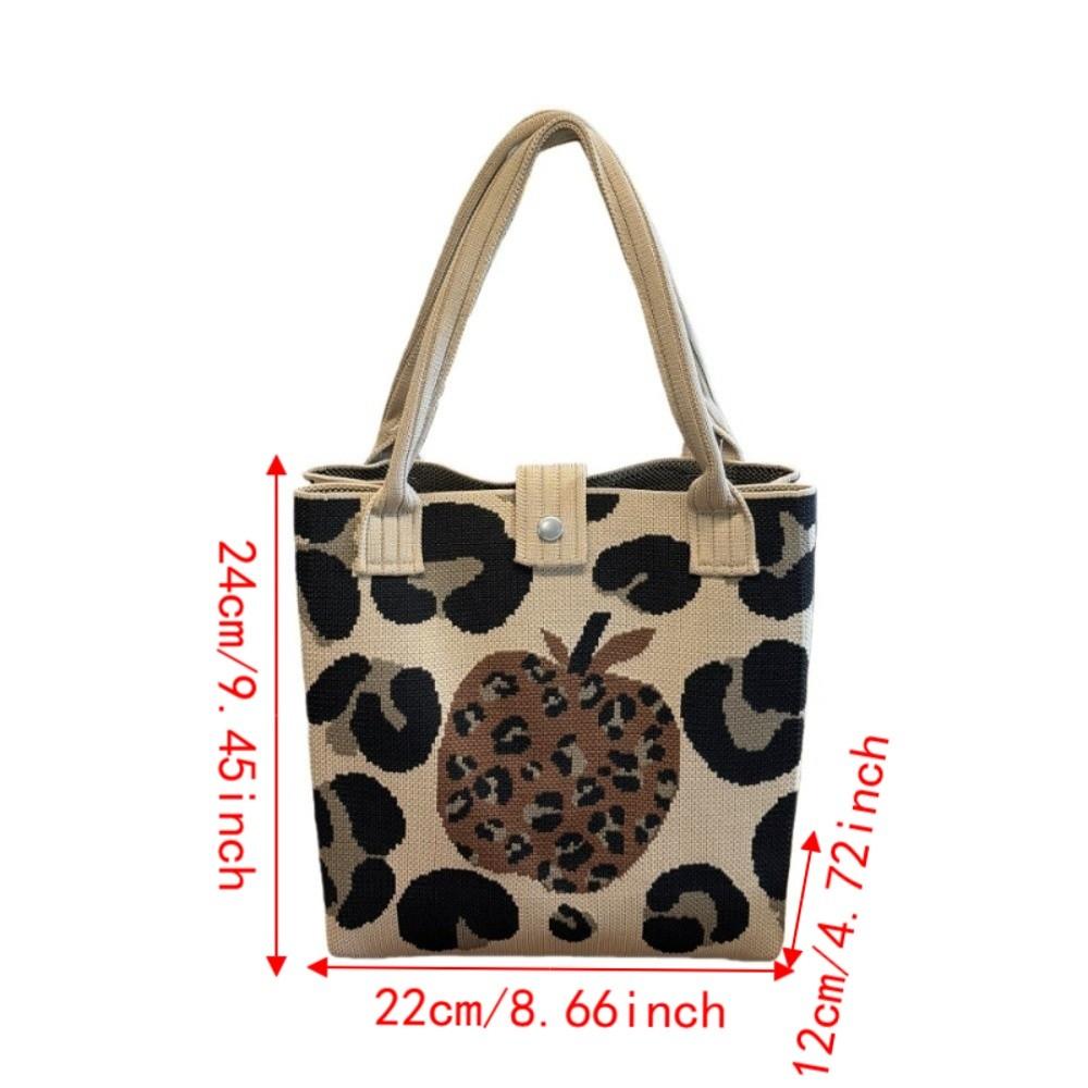 Large Capacity Knitted Bucket Handbag Lightweight Handheld Bag Cartoon Tote Bag  Casual Use