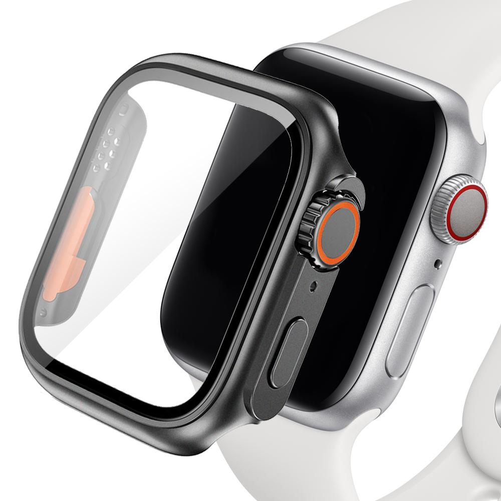 Change to Ultra for Apple Watch Case Series 8 7 45mm 41mm Screen Protector Cover Glass+Case for iWatch 4 5 6 SE 44mm 40mm Bumper