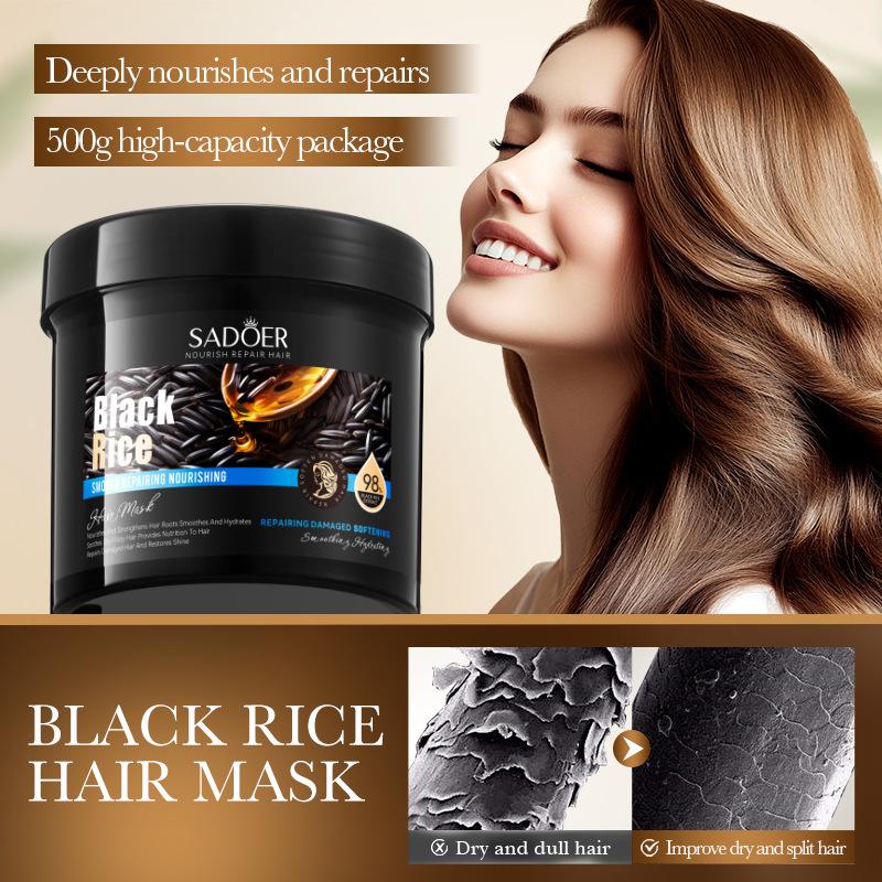 Black Rice Crumb Removal Softening Conditioner SADOER Anti-Broken Hair Nourishing Hair Mask