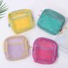 Portable Mesh Cosmetic Bag Dopamine Color Storage Makeup Case Women Mesh Toiletry Storage Pouch Organizer