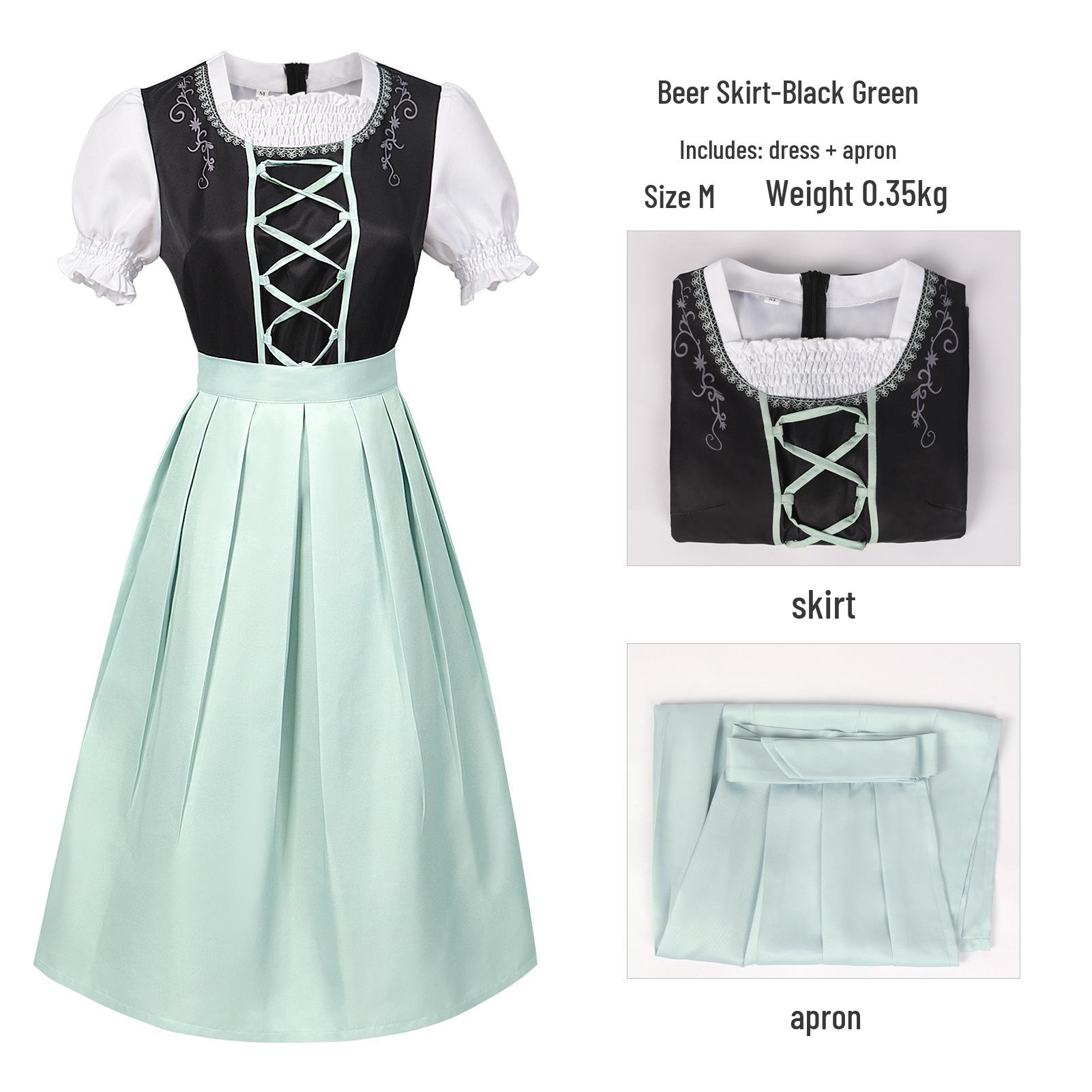 

Manyishang Bavarian Women s Oktoberfest Dungaree Costume Set Medium зелёный/чёрный