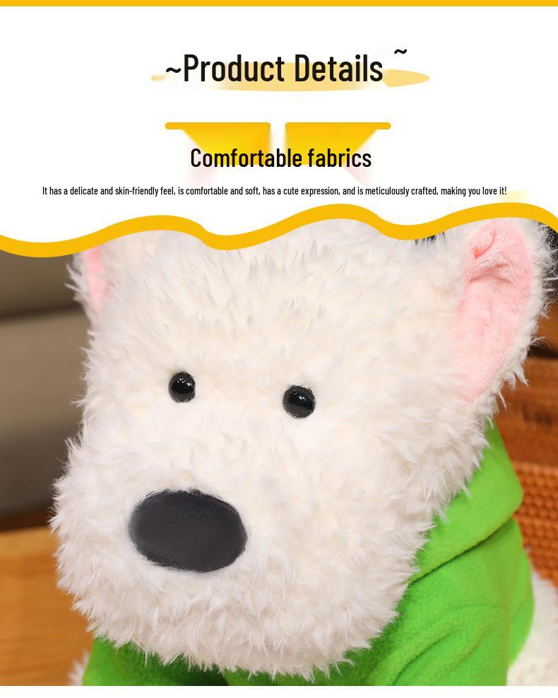 West Highland Puppy Plush Hoodie Doll - Cute Edamame Miko Gift for Girls