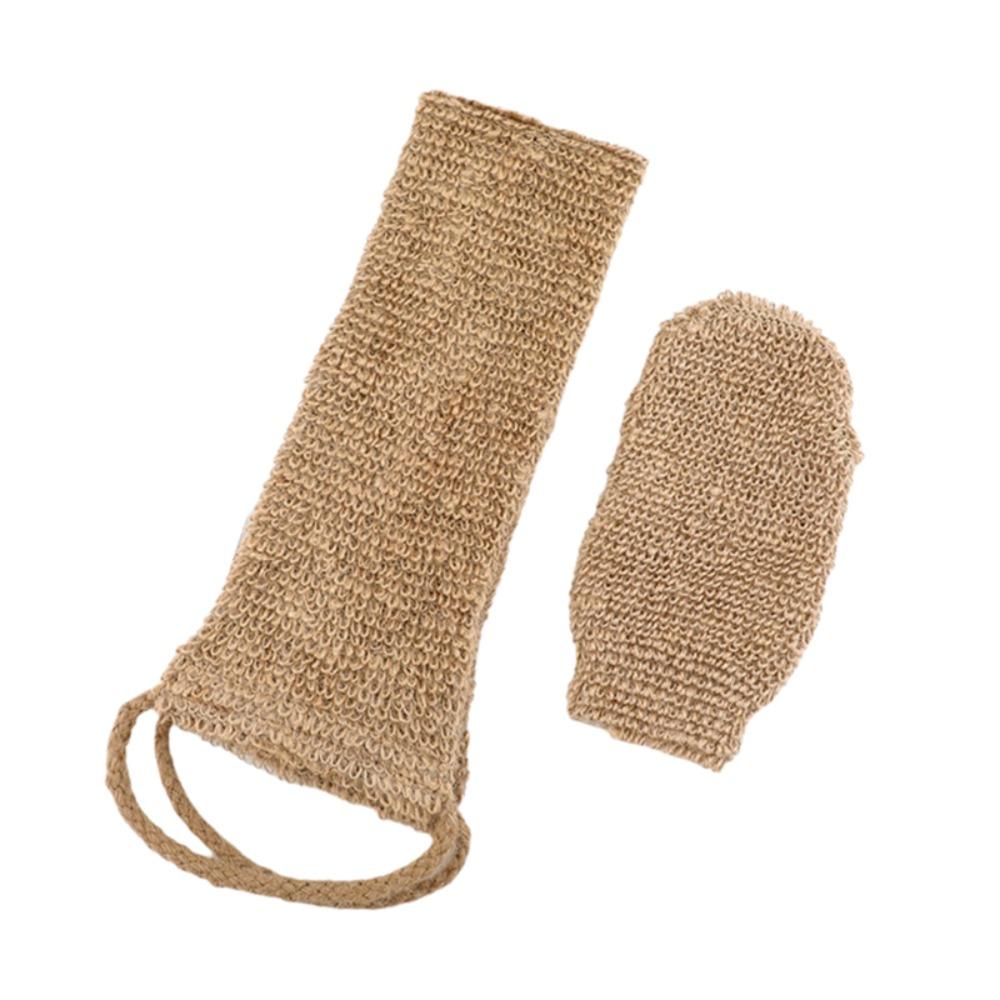 Rustic Style Back Shower Strap with Gloves Bath Belt Durable Bath Towel  Public Bathhouse 1 Set